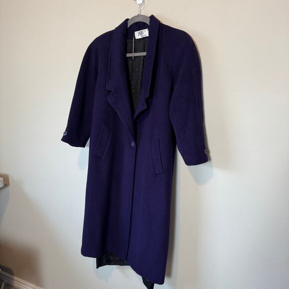 EUC VTG 80s Billi Billycoat Purple Wool Blend Long Overcoat Power Dressing Coat - Picture 7 of 12